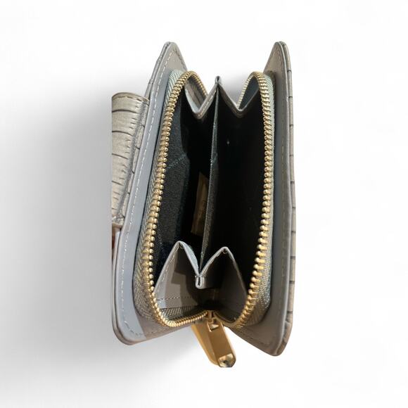 French Connection Emmy Croco Denim Zipper Wallet - Picture 3 of 5